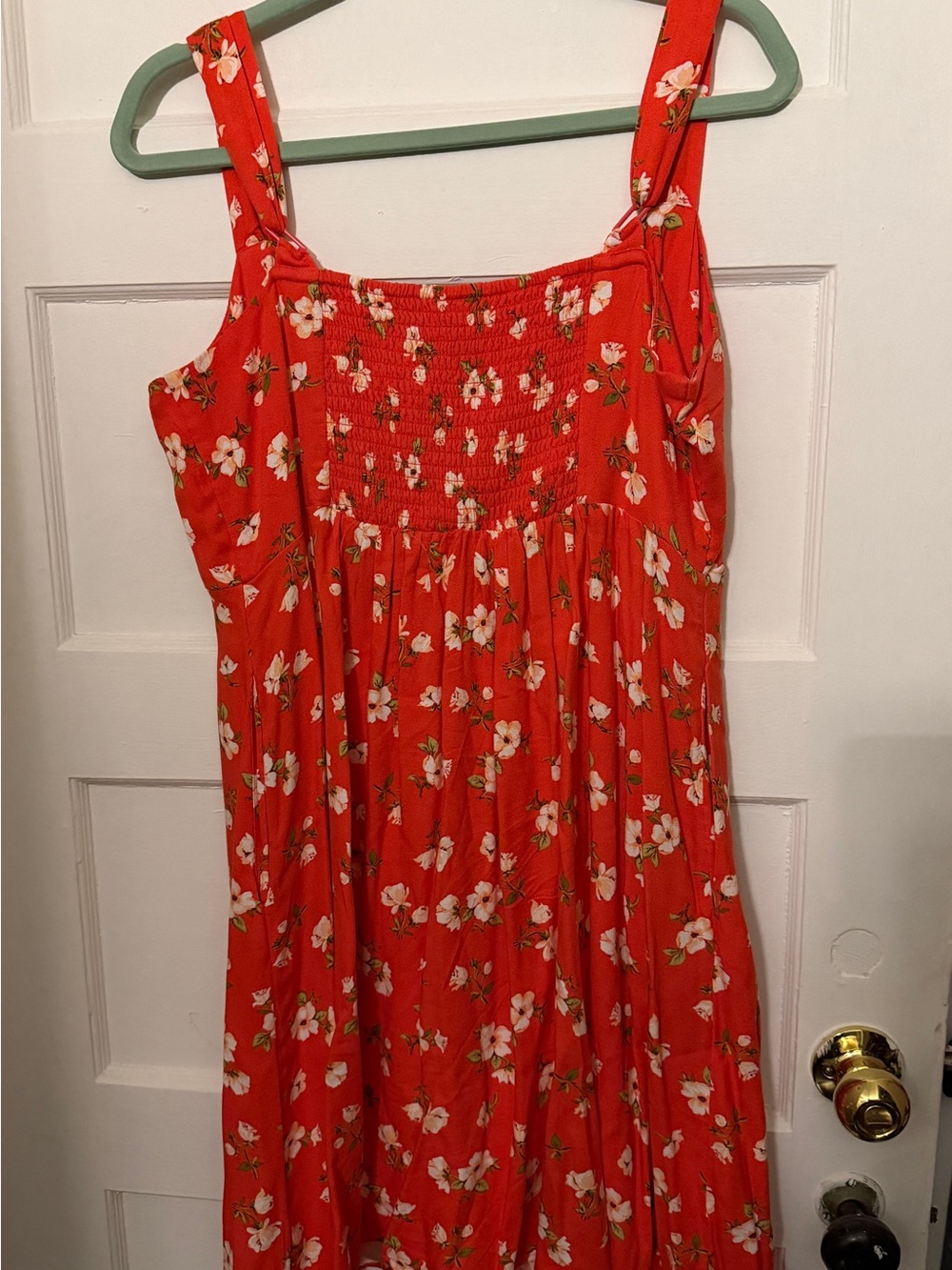 Old Navy Orange Floral Smocked Sundress